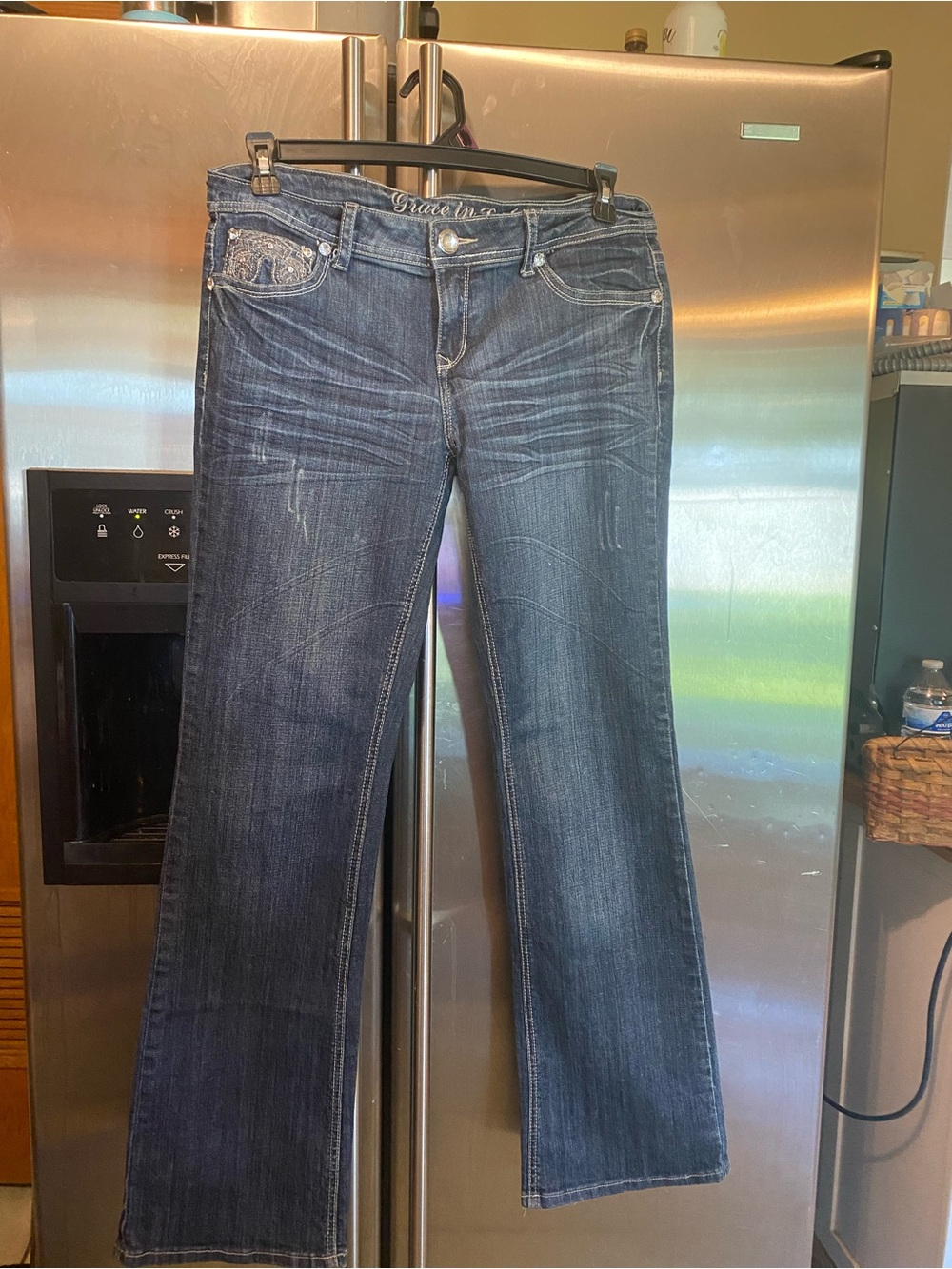 Grace in LA Dark Blue Flare Jeans